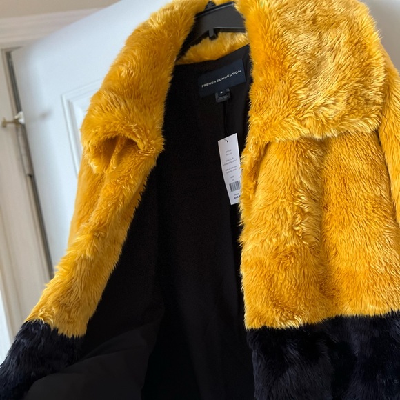 French Connection Yellow and Black Teddy Coat - Picture 2 of 5